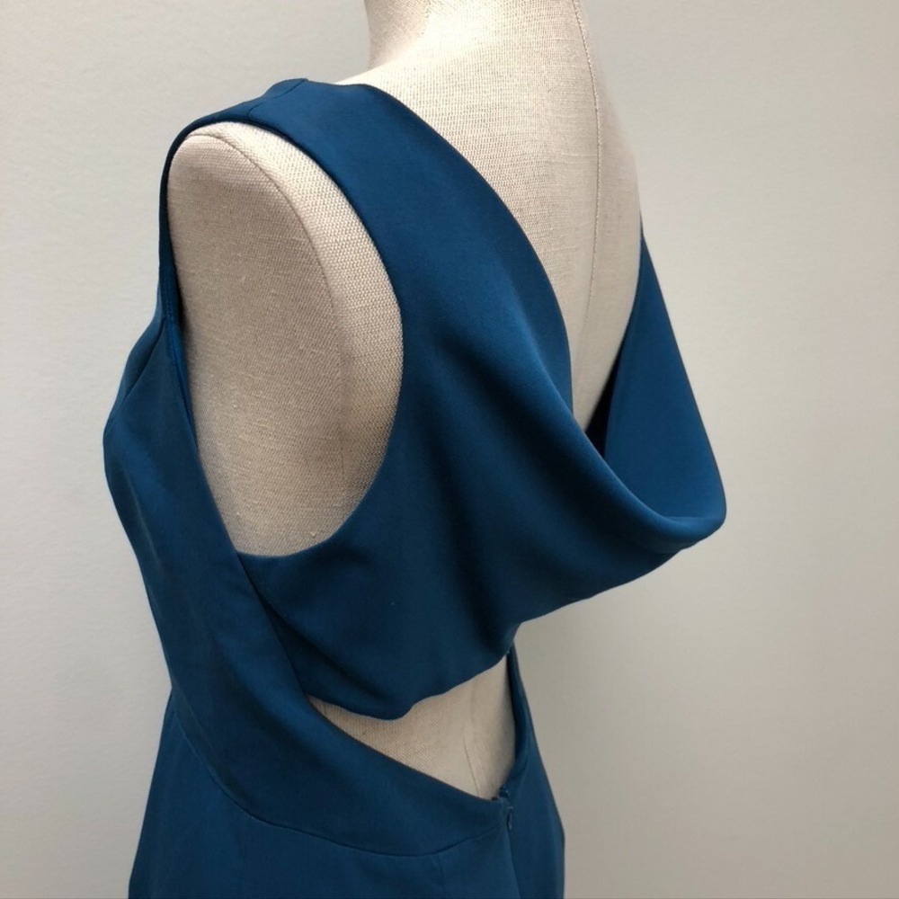 Black Halo Teal Blue Backless Sheath Dress - Picture 13 of 16